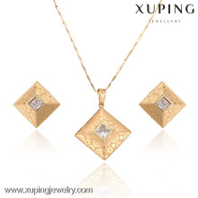 63386-Xuping China Großhandel Modische Gold Plated Square Schmuck-Set